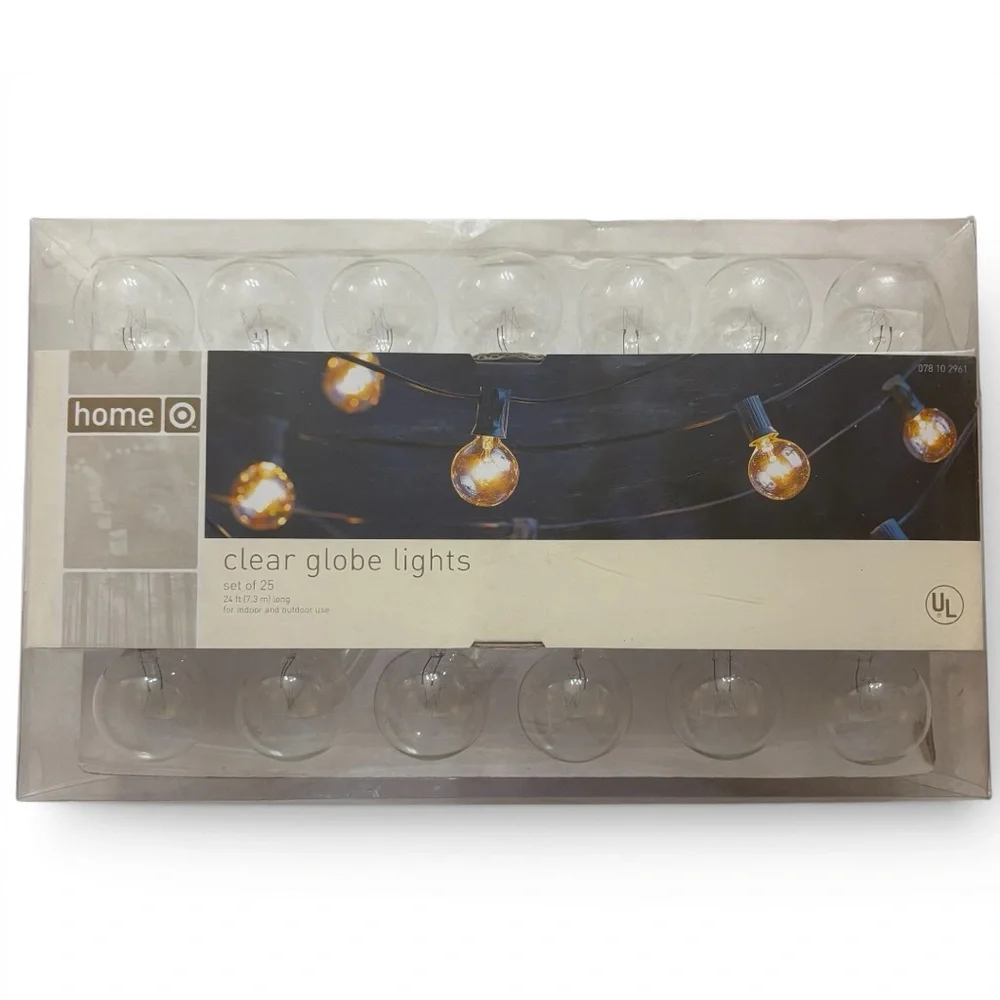3 Boxes Globe Incandescent Indoor Outdoor Patio String Lights 24 ft 25 Bulbs NWT